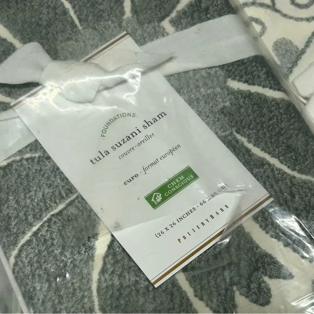 2 Pottery Barn Tula Suzani Pillow Sham EURO Gray Medallion Print 26 Square NEW